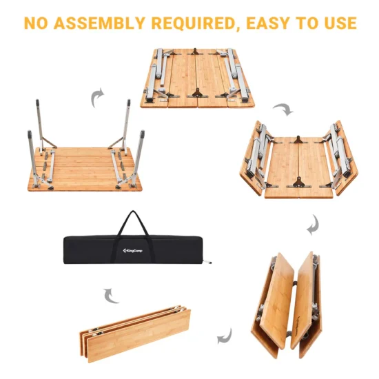 Kingcamp 4 Folding Bamboo TableM KC3954 - Image 4